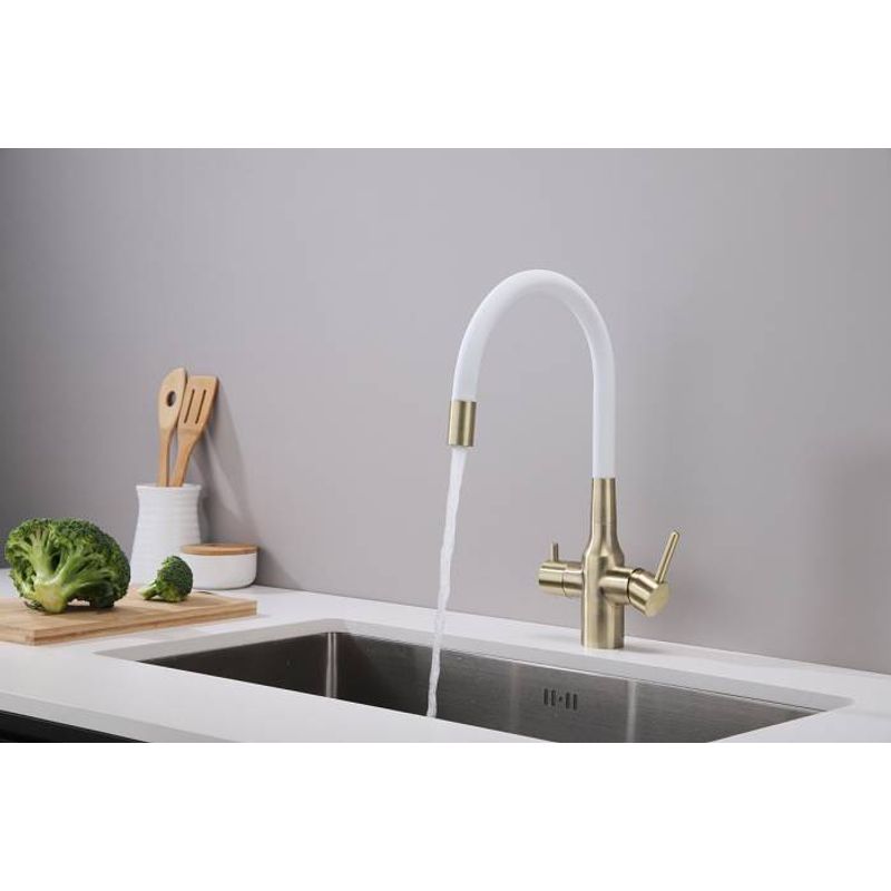 Смеситель для кухни Paulmark Salix Sa213419-BRw бронза/белый