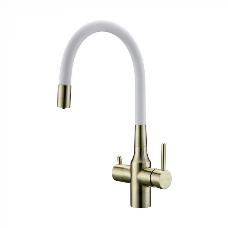 Смеситель для кухни Paulmark Salix Sa213419-BRw бронза/белый