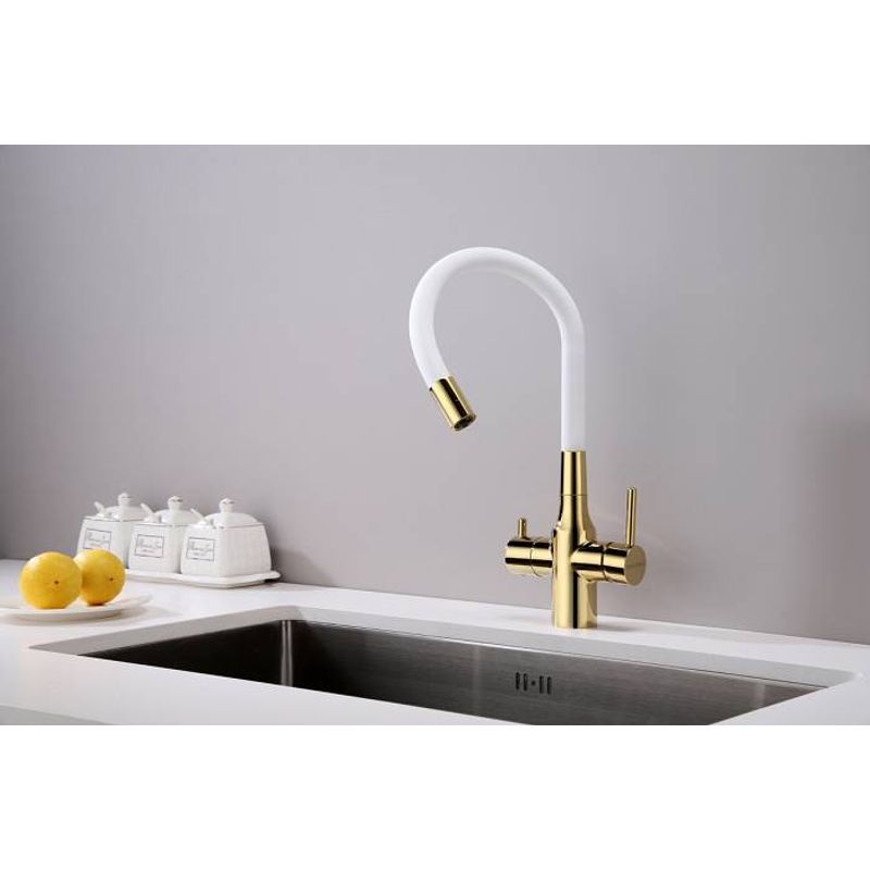 Смеситель для кухни Paulmark Salix Sa213419-Gw золото/белый