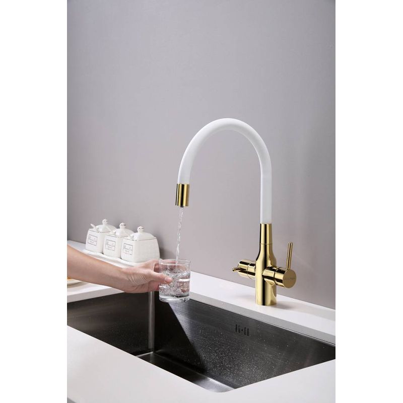 Смеситель для кухни Paulmark Salix Sa213419-Gw золото/белый