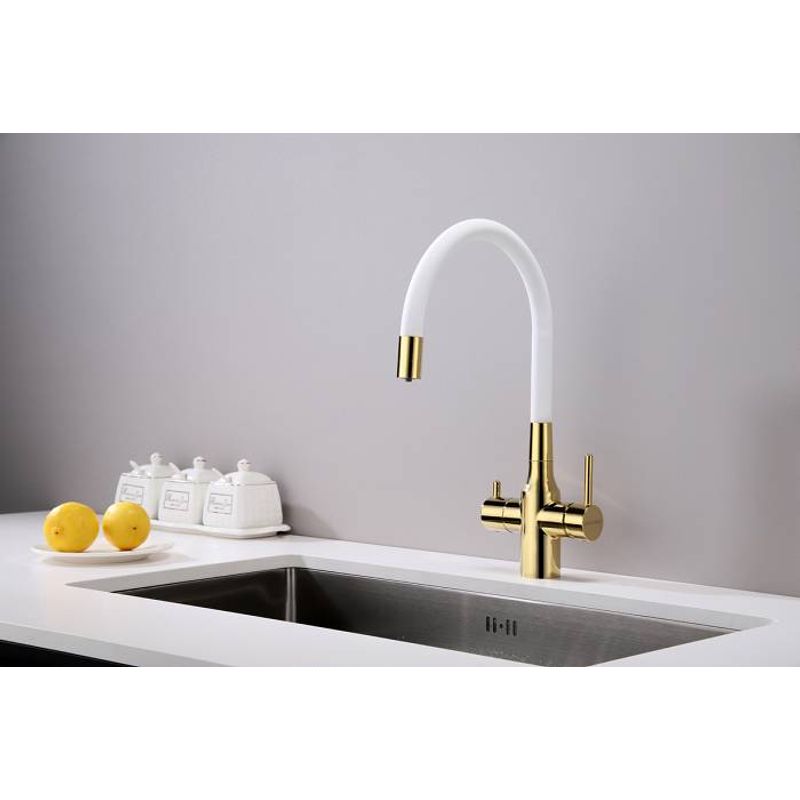 Смеситель для кухни Paulmark Salix Sa213419-Gw золото/белый