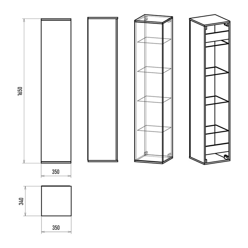 Шкаф-пенал для ванной Brevita Savoy 35 универсальный / SAV-05035-030 черный