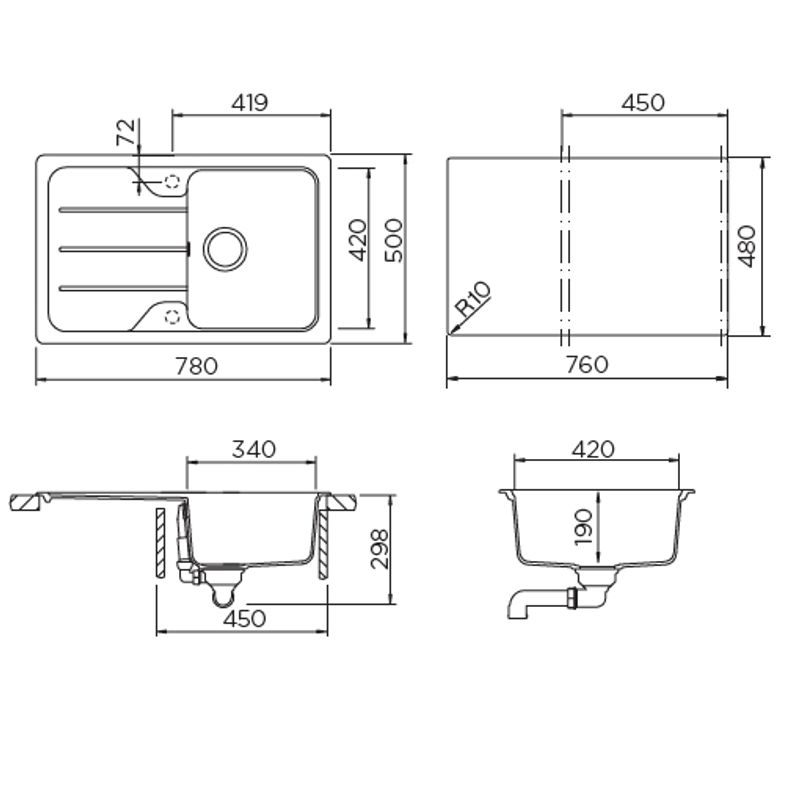 Кухонная мойка из искусственного камня Schock Formhaus 45 D Cristalite Оникс