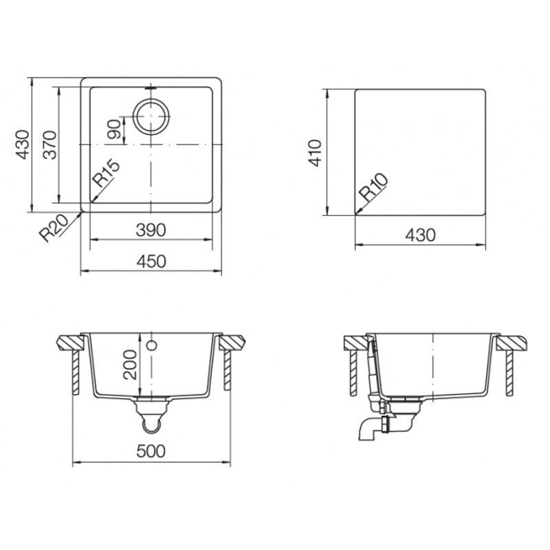 Кухонная мойка из искусственного камня Schock Quadro 50 Cristalite Баварский камень