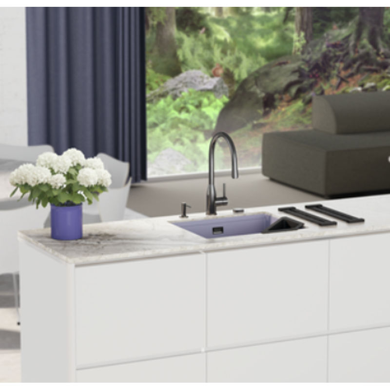 Смеситель для кухонной мойки Schock Kavus-D вороненая 710663 с поворотным и выдвижным изливом оружейная сталь