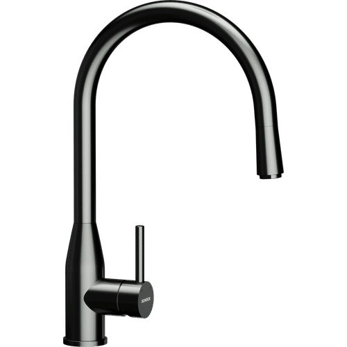 Смеситель для кухонной мойки Schock Kavus-D вороненая 710663 с поворотным и выдвижным изливом оружейная сталь