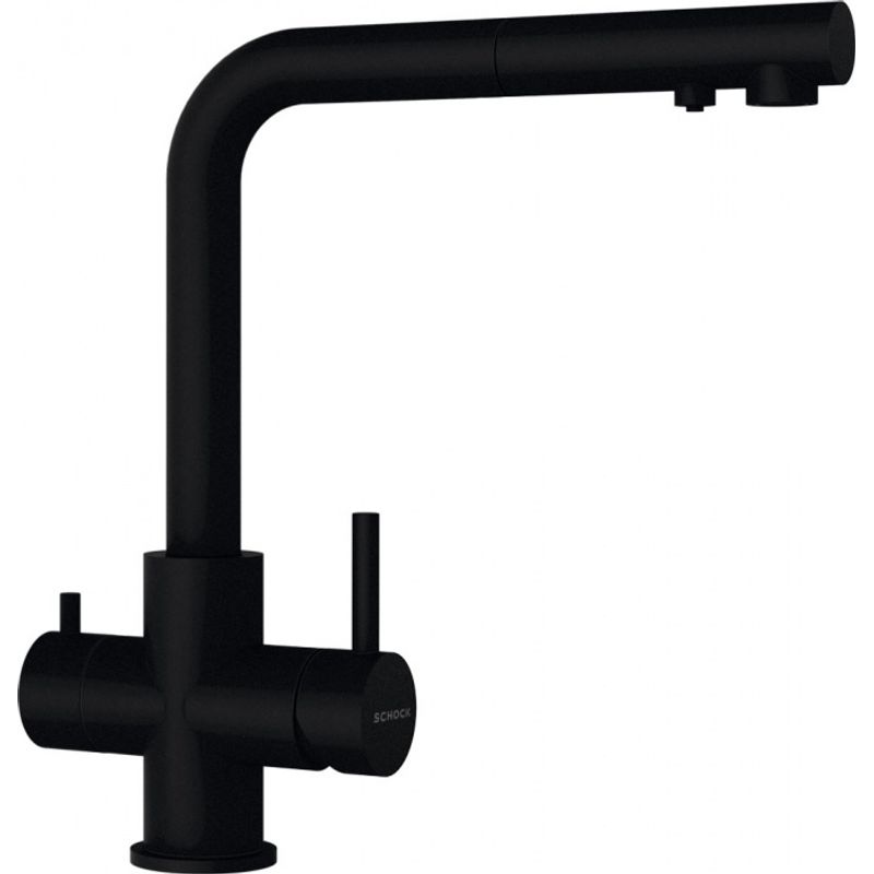 Смеситель для кухонной мойки Schock Vitus-D Black Edition 710668 для питьевой воды и с поворотным и выдвижным изливом черный матовый