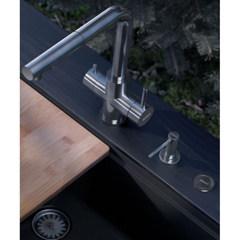 Смеситель для кухонной мойки Schock Vitus-D Black Edition 710668 для питьевой воды и с поворотным и выдвижным изливом черный матовый