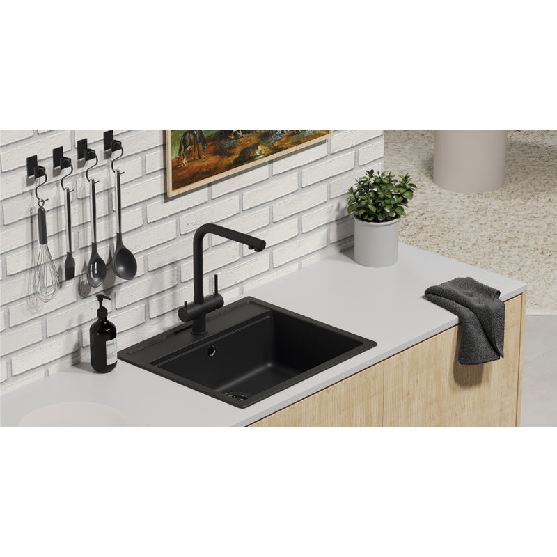 Смеситель для кухонной мойки Schock Vitus-D Black Edition 710668 для питьевой воды и с поворотным и выдвижным изливом черный матовый