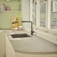 Смеситель для кухонной мойки Schock Epos full color 710683 с поворотным изливом серебристый камень — 6