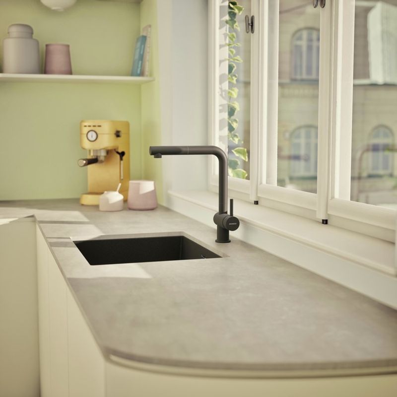 Смеситель для кухонной мойки Schock Epos-D full color 710698 с поворотным и выдвижным изливом выдвижной излив магма