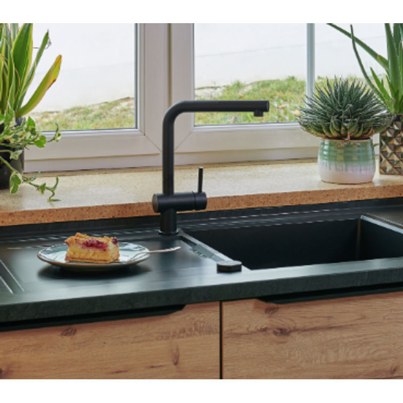 Смеситель для кухонной мойки Schock Epos-D full color 710701 с поворотным и выдвижным изливом выдвижной излив серебристый камень