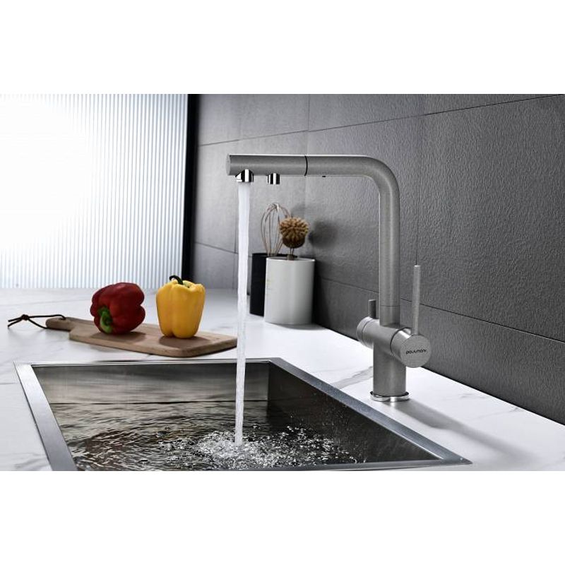 Смеситель для кухни Paulmark Serpentine Se213222-DG графит