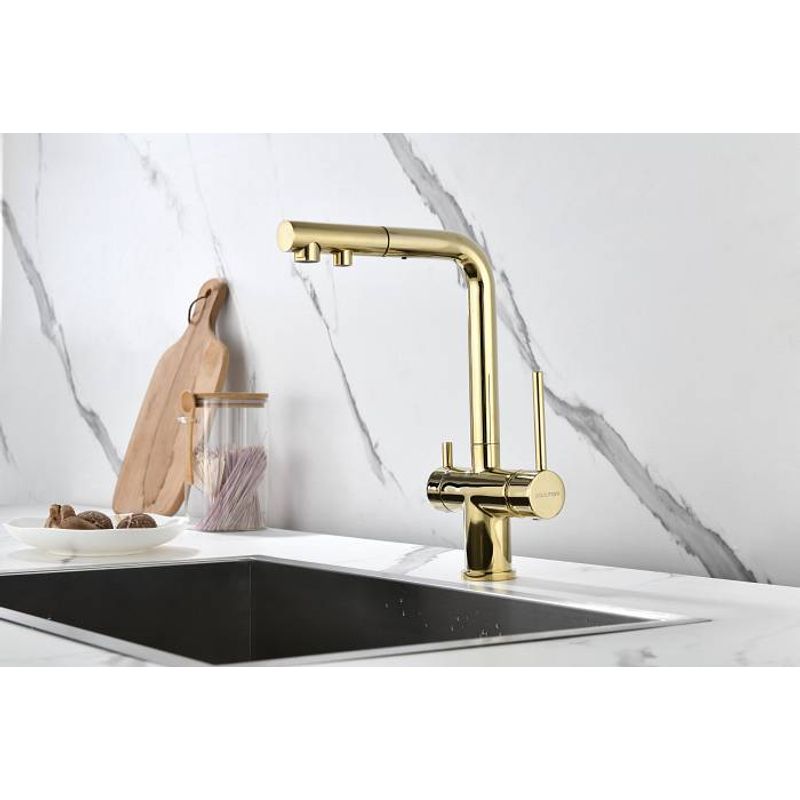 Смеситель для кухни Paulmark Serpentine Se213222-G золото