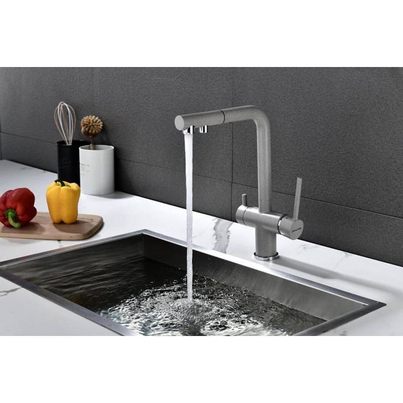 Смеситель для кухни Paulmark Serpentine Se213222-GR серый