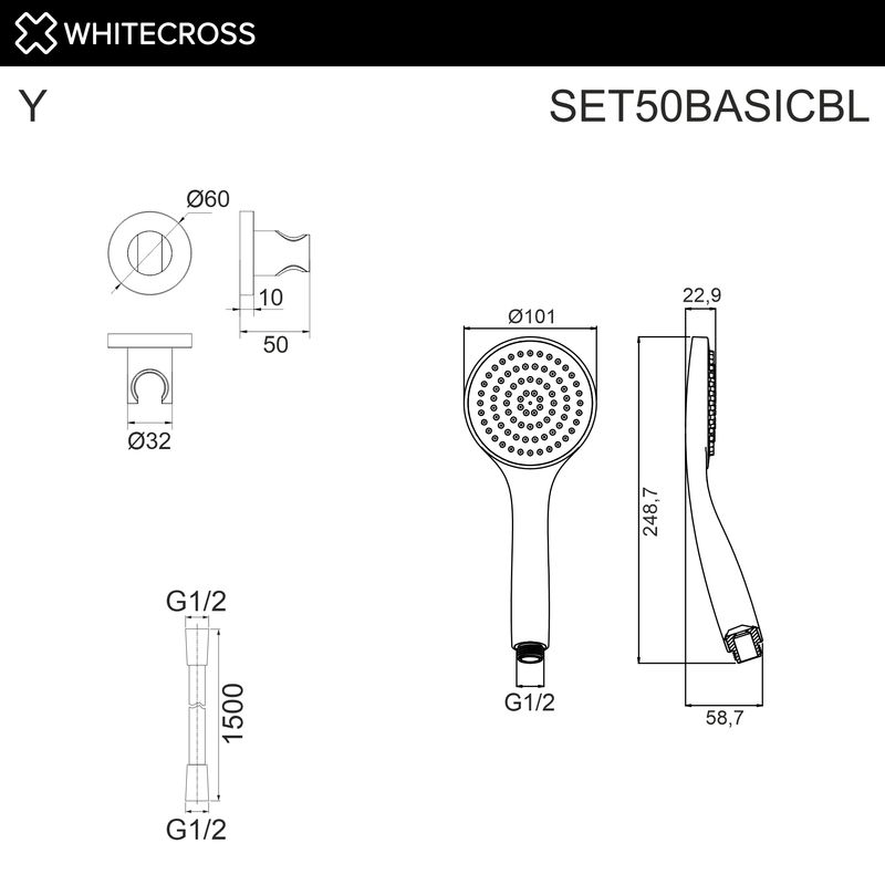 Душевой гарнитур WHITECROSS SET50BASICBL (черный матовый)