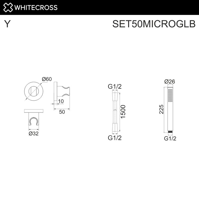 Душевой гарнитур WHITECROSS SET50MICROGLB (брашированное золото)