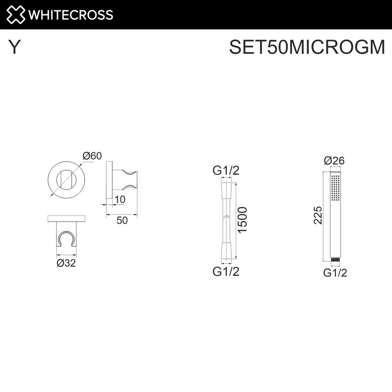 Душевой гарнитур WHITECROSS SET50MICROGM (оружейная сталь)
