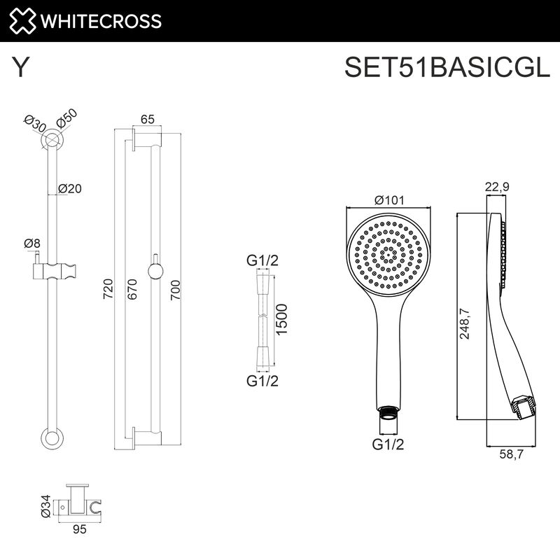 Душевой гарнитур WHITECROSS SET51BASICGL (золото)
