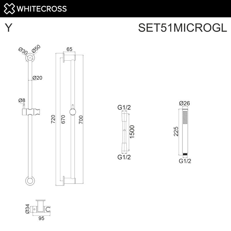 Душевой гарнитур WHITECROSS SET51MICROGL (золото)