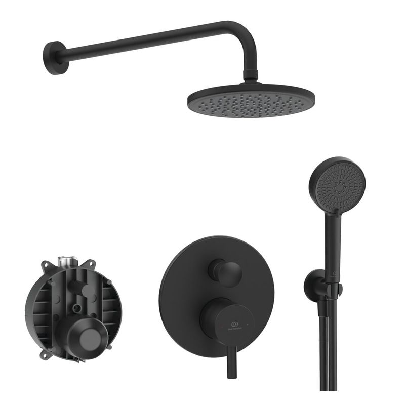 Система для душа скрытого монтажа Ideal Standard Ceraline SetA6939XG-4 6 в 1 верхний душ 200 мм черный матовый