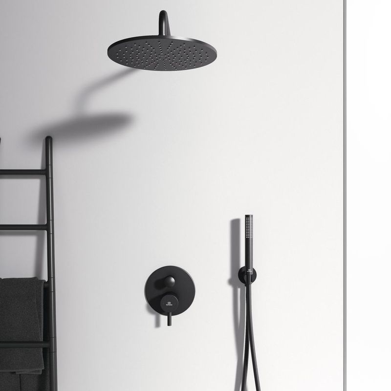 Система для душа скрытого монтажа Ideal Standard Ceraline SetA6939XG 6 в 1 верхний душ 200 мм черный матовый