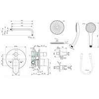 Система для душа скрытого монтажа Ideal Standard Cerafine Model O SetA7193XG 6 в 1 верхний душ 200 мм черный матовый — 8