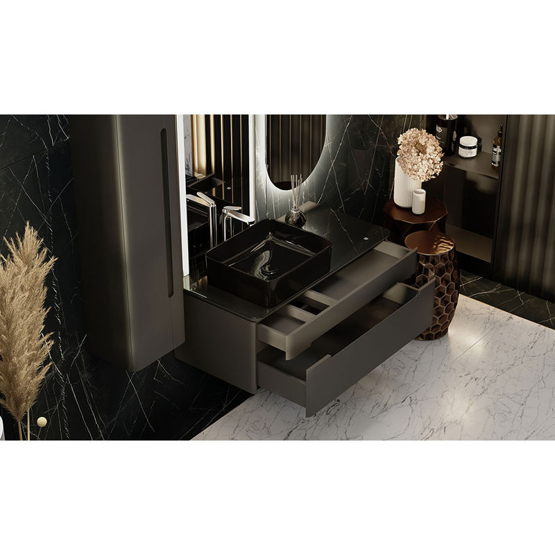 Тумба под раковину Jorno Shine 100 подвесная с подсветкой / Shi.01.100/P/A антрацит