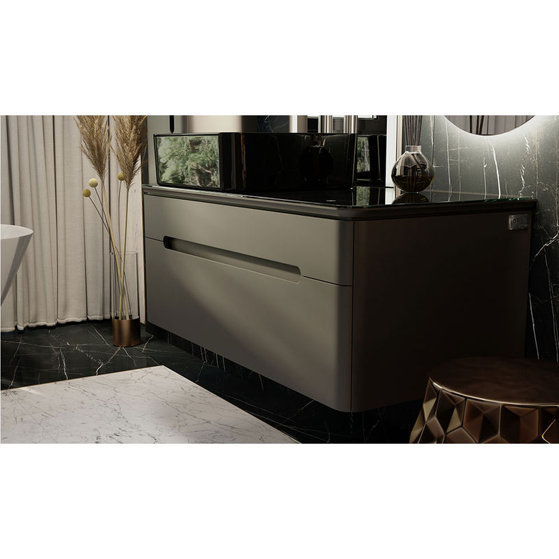 Тумба под раковину Jorno Shine 100 подвесная с подсветкой / Shi.01.100/P/A антрацит