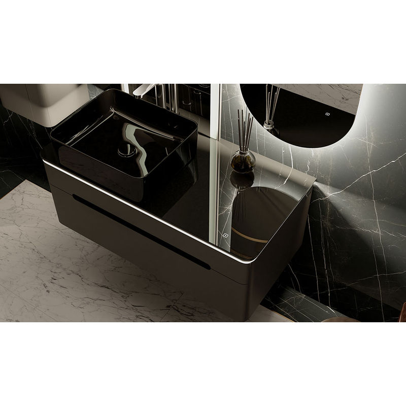 Тумба под раковину Jorno Shine 100 подвесная с подсветкой / Shi.01.100/P/A антрацит