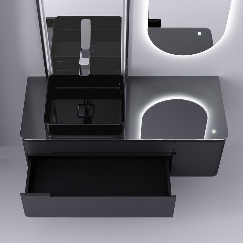 Тумба под раковину Jorno Shine 120 подвесная с подсветкой / Shi.01.120/P/A антрацит