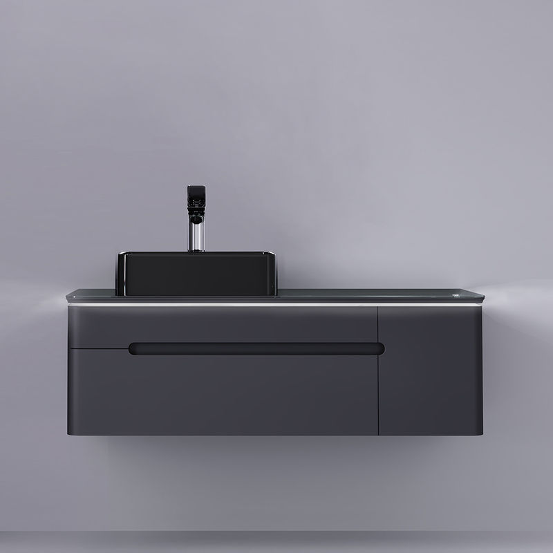 Тумба под раковину Jorno Shine 120 подвесная с подсветкой / Shi.01.120/P/A антрацит
