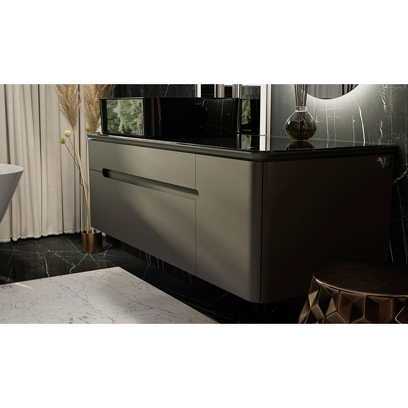 Тумба под раковину Jorno Shine 120 подвесная с подсветкой / Shi.01.120/P/A антрацит