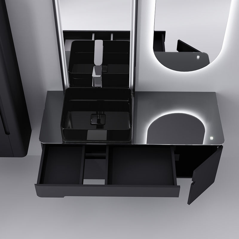 Тумба под раковину Jorno Shine 120 подвесная с подсветкой / Shi.01.120/P/A антрацит