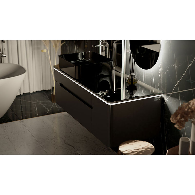 Тумба под раковину Jorno Shine 120 подвесная с подсветкой / Shi.01.120/P/A антрацит