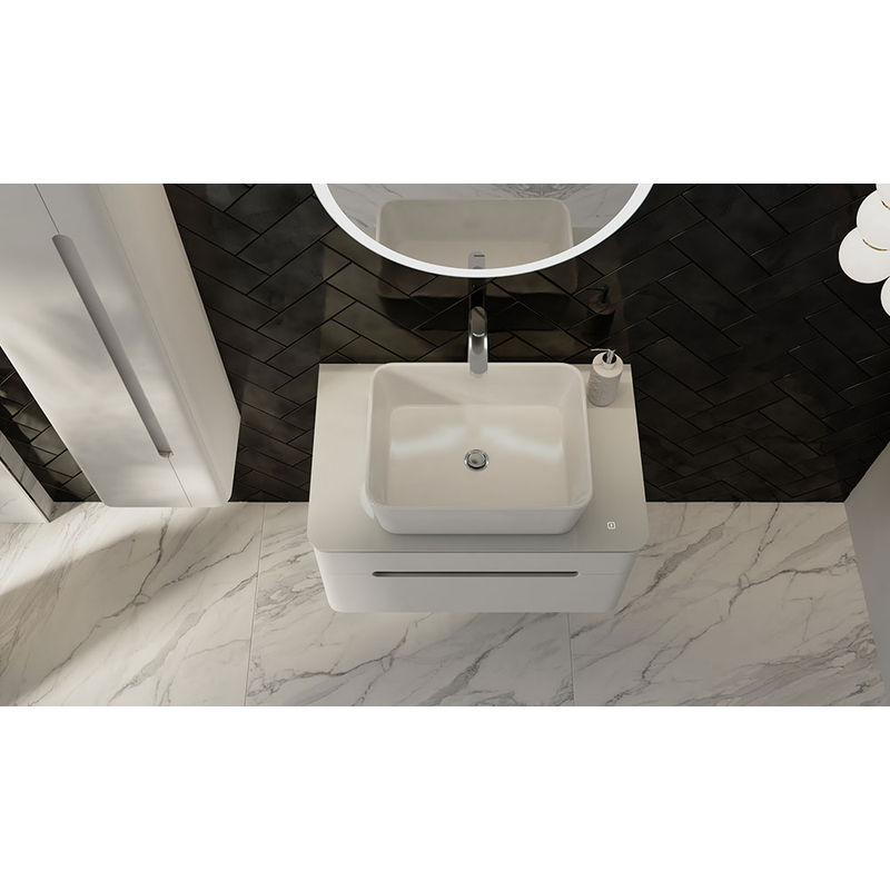 Тумба под раковину Jorno Shine 75 подвесная с подсветкой / Shi.01.75/P/W белая