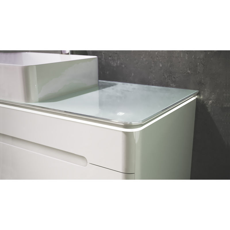 Тумба под раковину Jorno Shine 90 подвесная с подсветкой / Shi.01.90/P/W белая