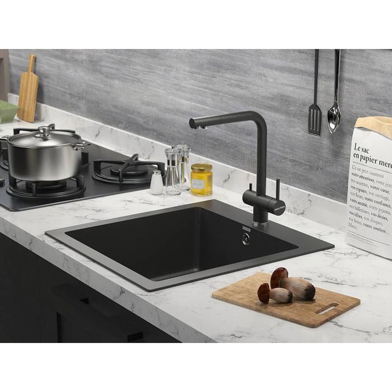 Смеситель для кухни Paulmark Skalen Sk213020-418(BLM) черный металлик