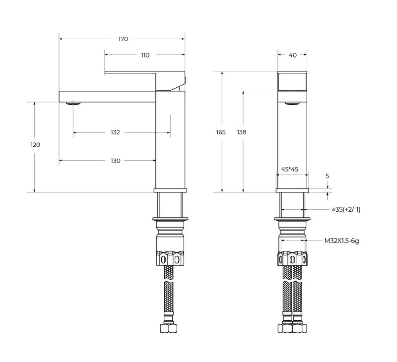 SLIDER-LS-IN Смеситель для раковины однорычажный с донным клапаном, сатин