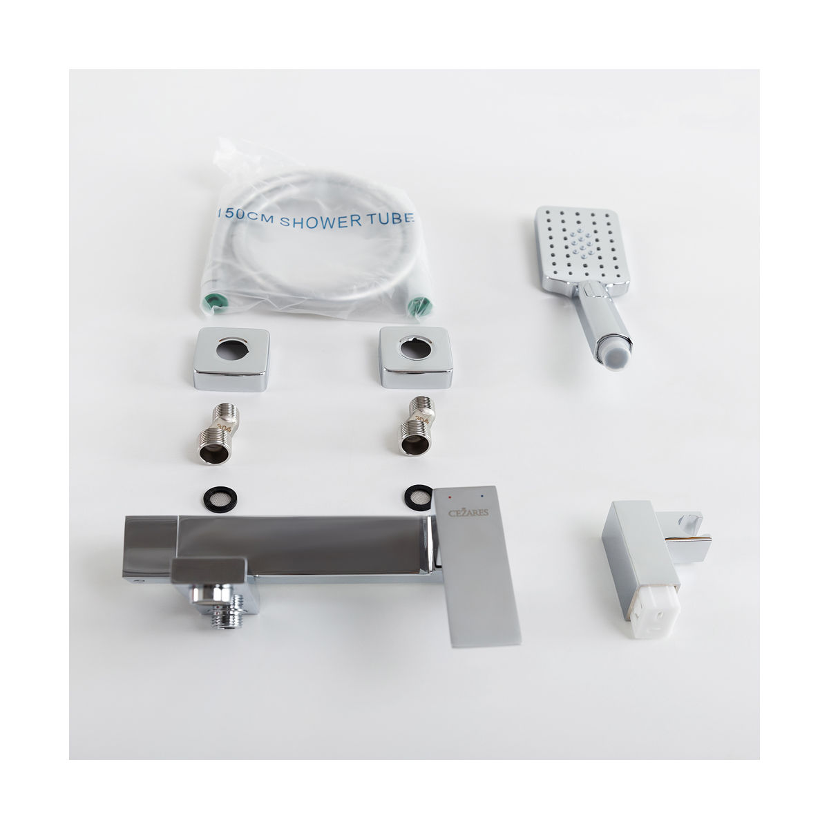SLIDER-VD-01 Смеситель для ванны и душа однорычажный в комплекте с ручным душем, шлангом и держателем, хром