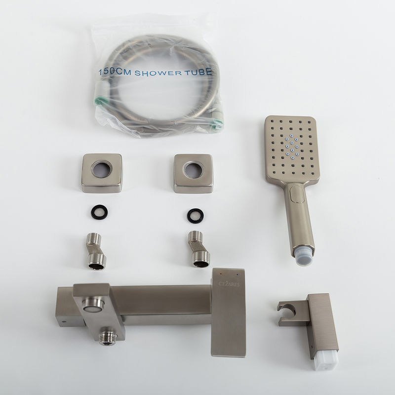 Смеситель для ванны Cezares SLIDER-VD-IN однорычажный в комплекте с ручным душем, шлангом и держателем (сатин)