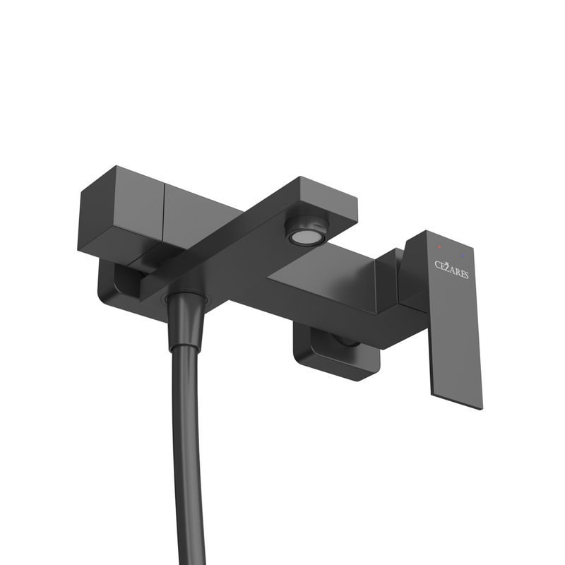 Смеситель для ванны Cezares SLIDER-VD-NOP однорычажный в комплекте с ручным душем, шлангом и держателем (черный матовый)
