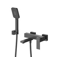 Смеситель для ванны Cezares SLIDER-VD-NOP однорычажный в комплекте с ручным душем, шлангом и держателем (черный матовый) — 1