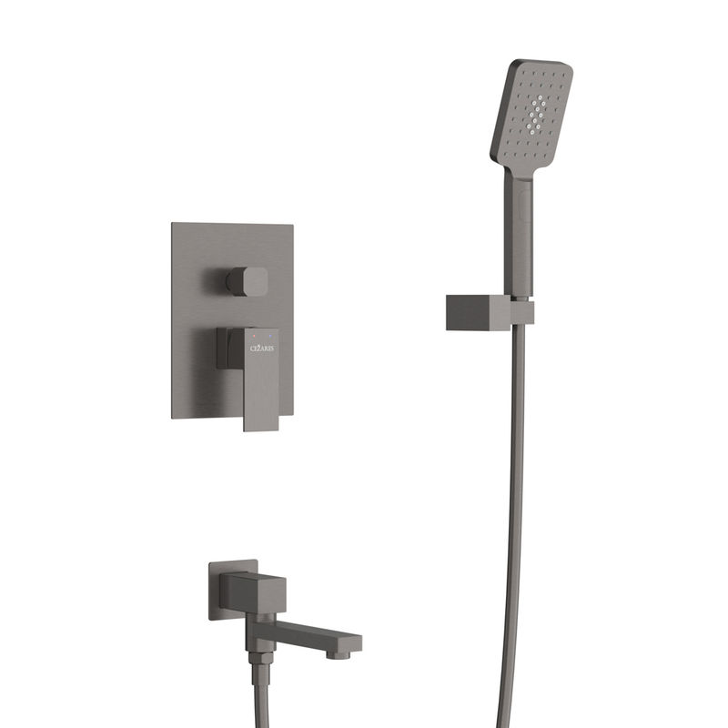Душевая система скрытого монтажа Cezares SLIDER-VDSET-GM с изливом (оружейная сталь)