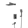 SLIDER-VDSET-NOP Душевой комплект встраиваемый с изливом (смеситель, верхний душ, ручной душ со шлангом, излив, штуцер с держателем), черный матовый