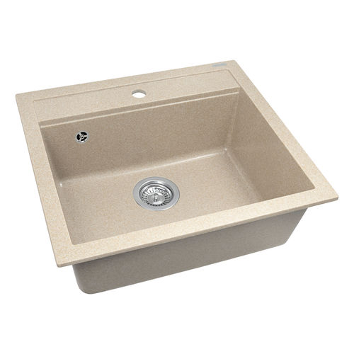 Кухонная мойка из искусственного камня AquaSanita Quadro SQQ 100 110 W beige