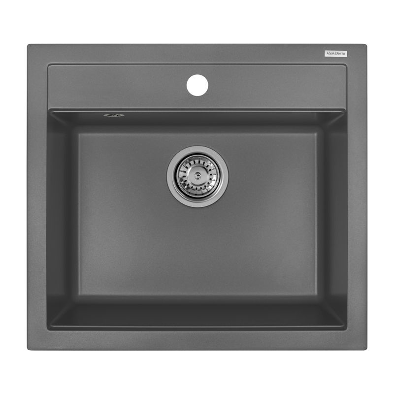 Кухонная мойка из искусственного камня AquaSanita Quadro SQQ 100 202 W alumetallic