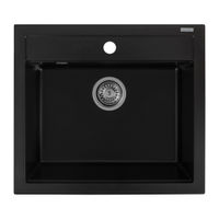 Кухонная мойка из искусственного камня AquaSanita Quadro SQQ 100 601 W black metallic — 2