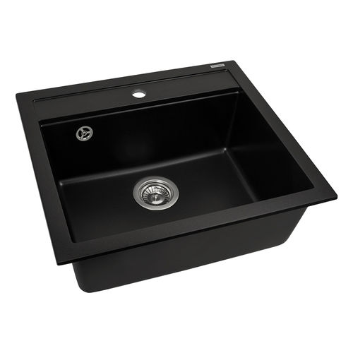 Кухонная мойка из искусственного камня AquaSanita Quadro SQQ 100 601 W black metallic
