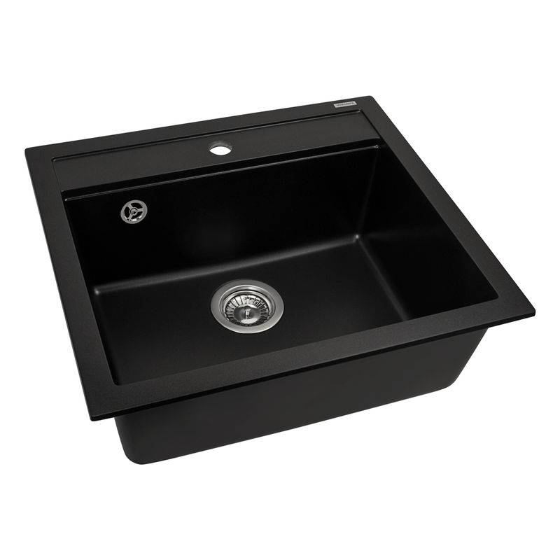 Кухонная мойка из искусственного камня AquaSanita Quadro SQQ 100 601 W black metallic